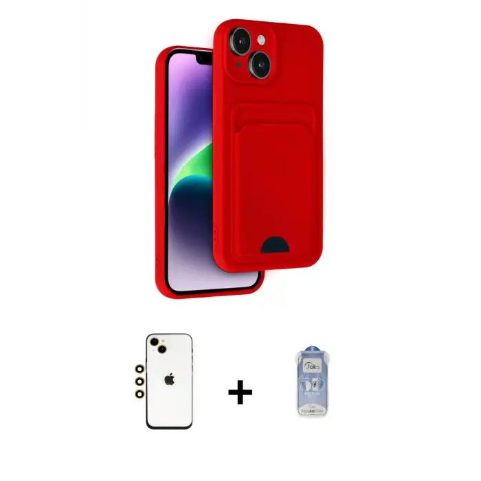 ieg™ iPhone 14 Kılıf Vadi Çizgi Prime - Siyah Joko Magic 5D Cam + Shine Kamera Lens - GD