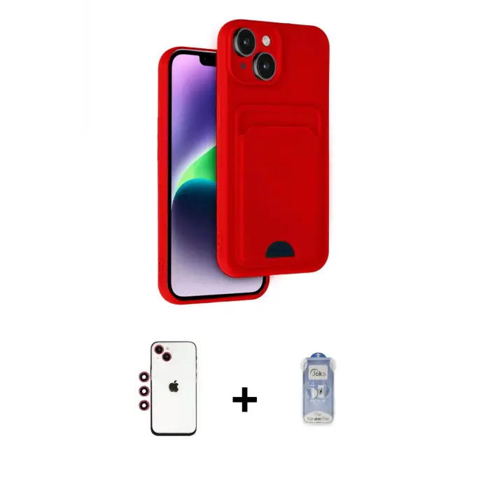 ieg™ iPhone 14 Kılıf Vadi Çizgi Prime - Siyah Joko Magic 5D Cam + Shine Kamera Lens - KI