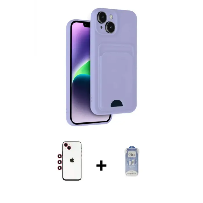 ieg™ iPhone 14 Kılıf Vadi Çizgi Prime - Siyah Joko Magic 5D Cam + Shine Kamera Lens - KI