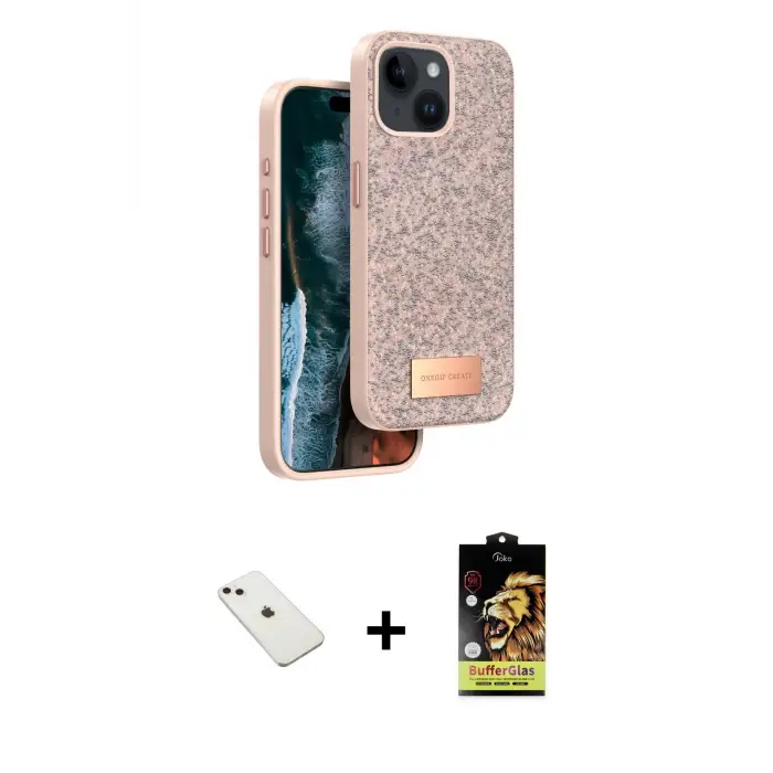 ieg™ iPhone 14 Kılıf Vadi Klasik Serisi - Siyah Buffer Cam Ekran Koruyucu + Diamond Kamera Lens - PE
