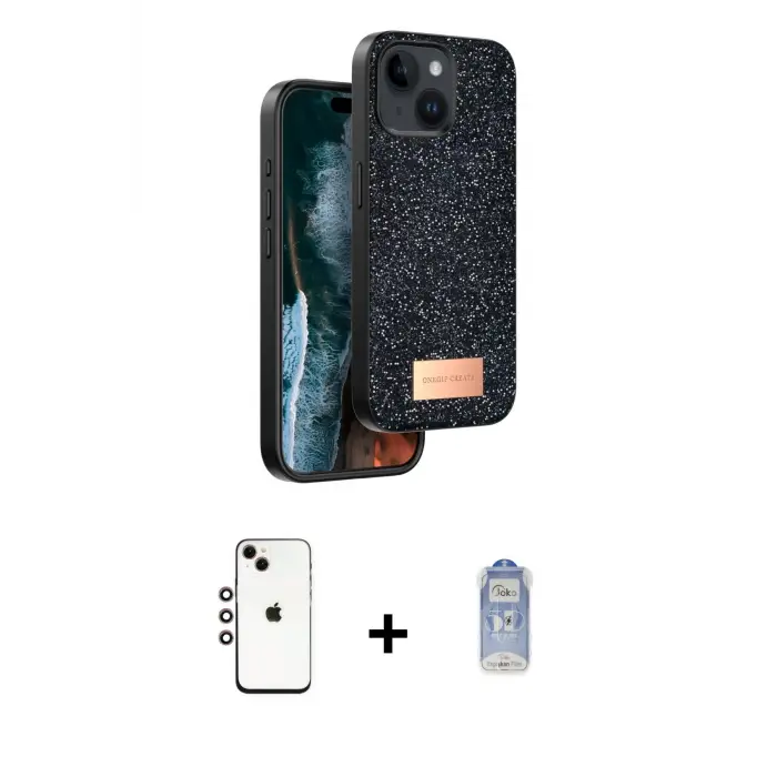 ieg™ iPhone 14 Kılıf Vadi Klasik Serisi - Siyah Joko Magic 5D Cam + Shine Kamera Lens - GI