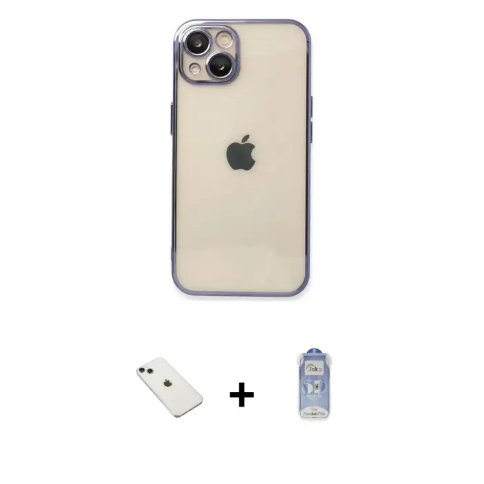 ieg™ iPhone 14 Kılıf Vadi Minimal - Siyah Joko Magic 5D Cam + Diamond Kamera Lens - YL