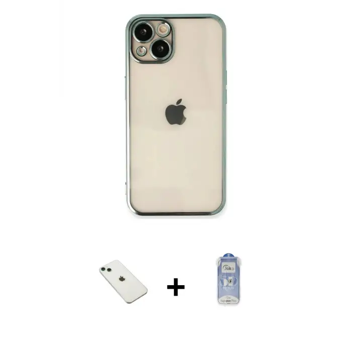 ieg™ iPhone 14 Kılıf Vadi Minimal - Siyah Joko Magic 5D Cam + Diamond Kamera Lens - YL