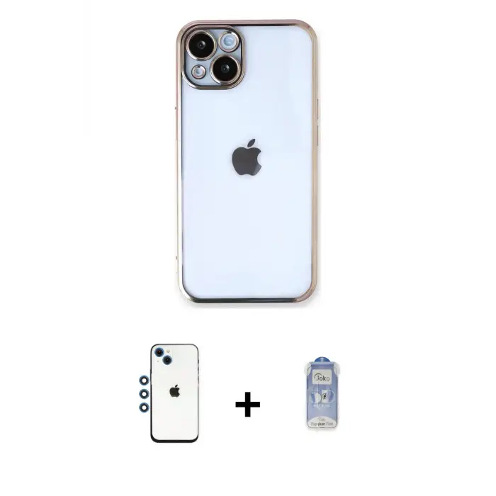 ieg™ iPhone 14 Kılıf Vadi Minimal - Siyah Joko Magic 5D Cam + Shine Kamera Lens - MI