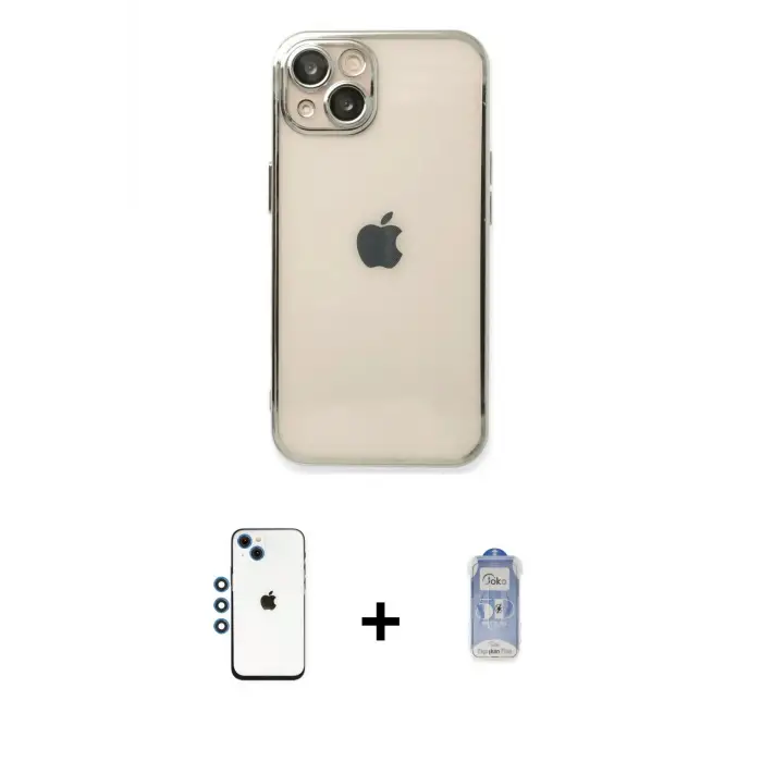 ieg™ iPhone 14 Kılıf Vadi Minimal - Siyah Joko Magic 5D Cam + Shine Kamera Lens - MI