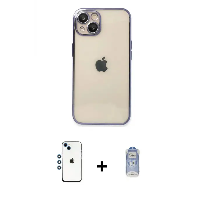 ieg™ iPhone 14 Kılıf Vadi Minimal - Siyah Joko Magic 5D Cam + Shine Kamera Lens - MI