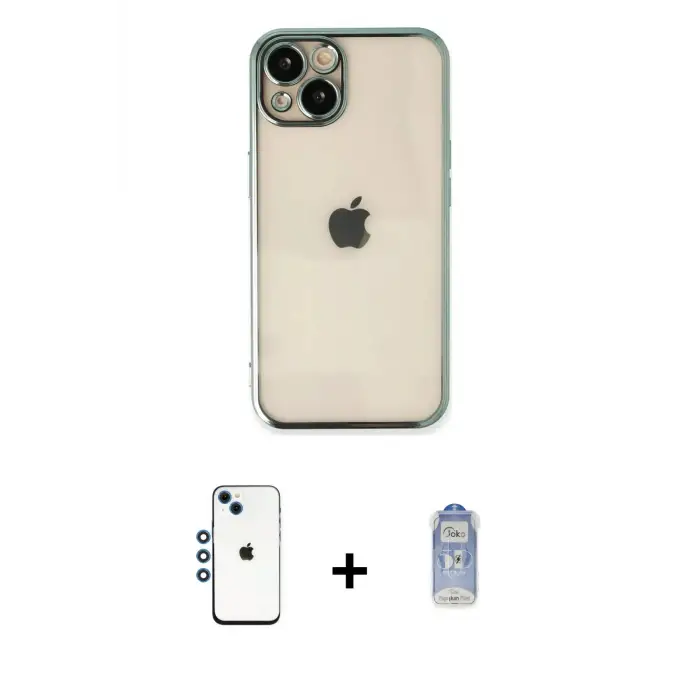 ieg™ iPhone 14 Kılıf Vadi Minimal - Siyah Joko Magic 5D Cam + Shine Kamera Lens - MI