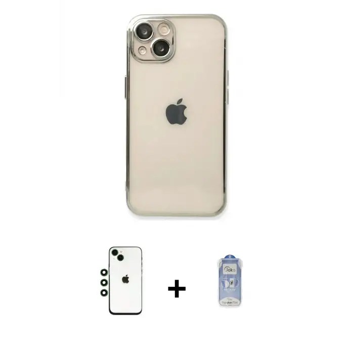 ieg™ iPhone 14 Kılıf Vadi Minimal - Siyah Joko Magic 5D Cam + Shine Kamera Lens - YL