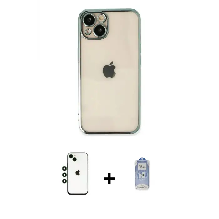 ieg™ iPhone 14 Kılıf Vadi Minimal - Siyah Joko Magic 5D Cam + Shine Kamera Lens - YL