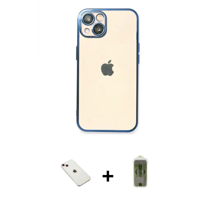 ieg™ iPhone 14 Kılıf Vadi Minimal - Siyah Joko Magic 5D Hayalet Cam + Diamond Kamera Lens - KI