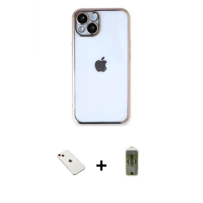 ieg™ iPhone 14 Kılıf Vadi Minimal - Siyah Joko Magic 5D Hayalet Cam + Diamond Kamera Lens - KI