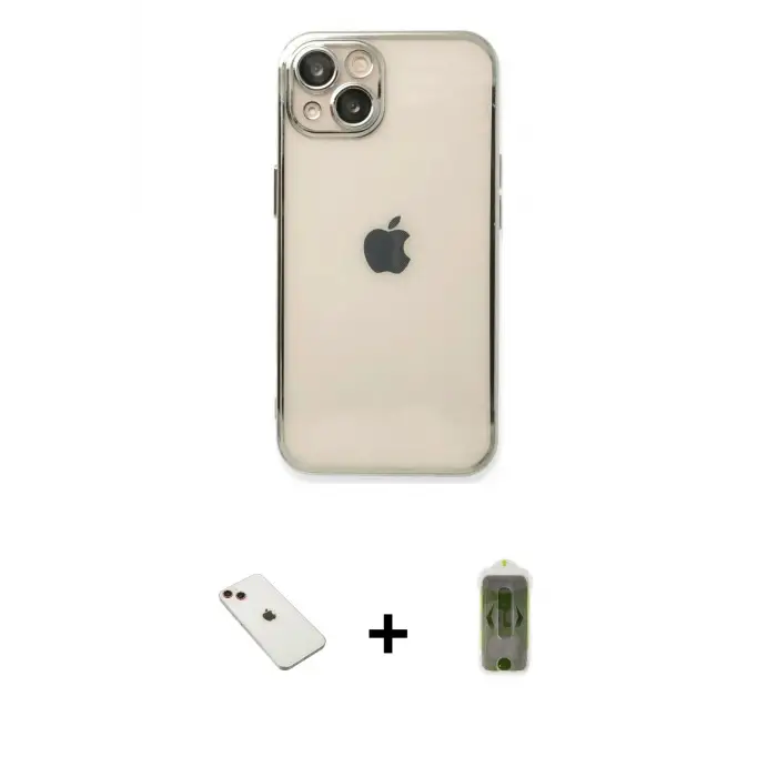 ieg™ iPhone 14 Kılıf Vadi Minimal - Siyah Joko Magic 5D Hayalet Cam + Diamond Kamera Lens - KI