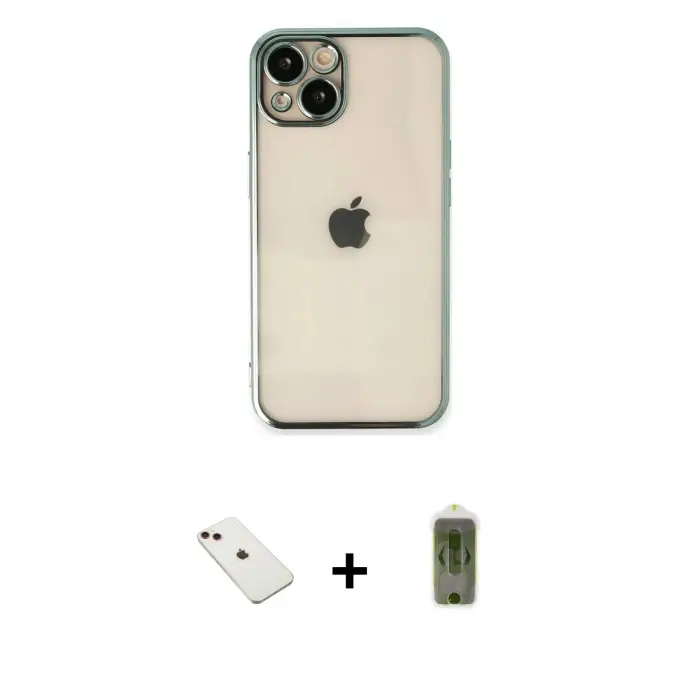 ieg™ iPhone 14 Kılıf Vadi Minimal - Siyah Joko Magic 5D Hayalet Cam + Diamond Kamera Lens - KI