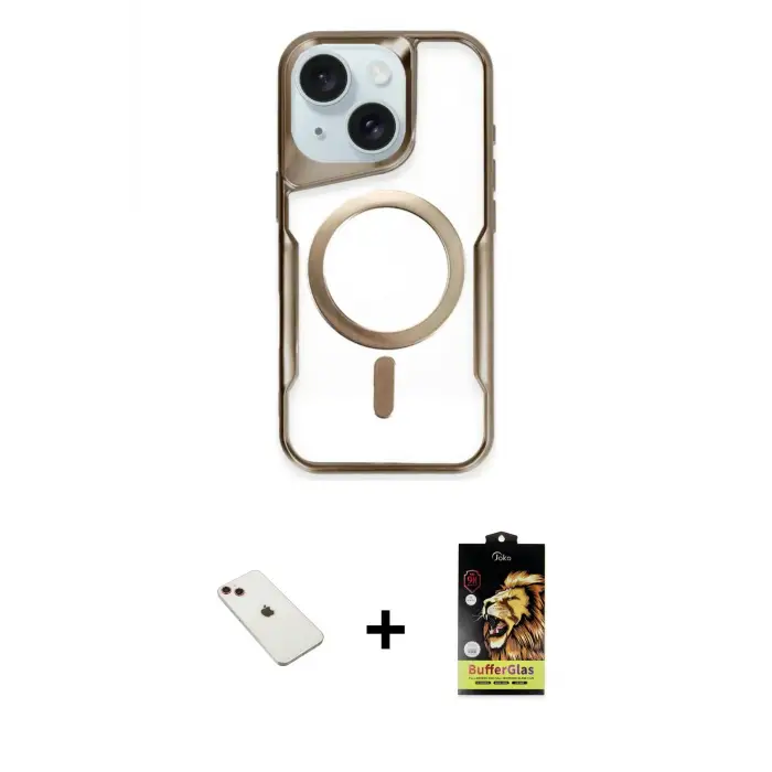 ieg™ iPhone 14 Kılıf Yadigar Klasik Özel Seri - Siyah Buffer Cam Ekran Koruyucu + Diamond Kamera Lens - KI