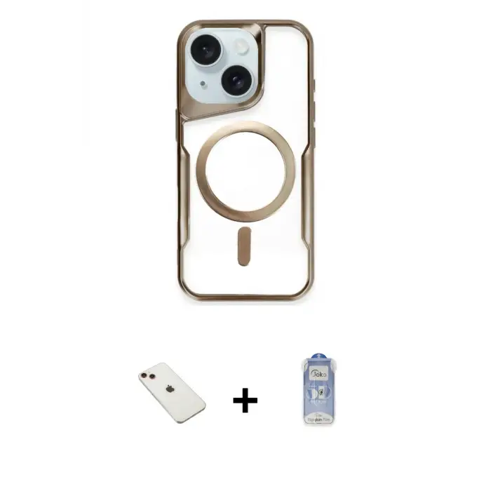 ieg™ iPhone 14 Kılıf Yadigar Klasik Özel Seri - Siyah Joko Magic 5D Cam + Diamond Kamera Lens - KI