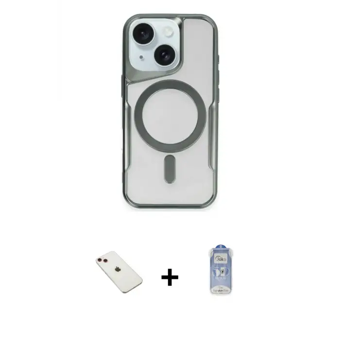 ieg™ iPhone 14 Kılıf Yadigar Klasik Özel Seri - Siyah Joko Magic 5D Cam + Diamond Kamera Lens - KI