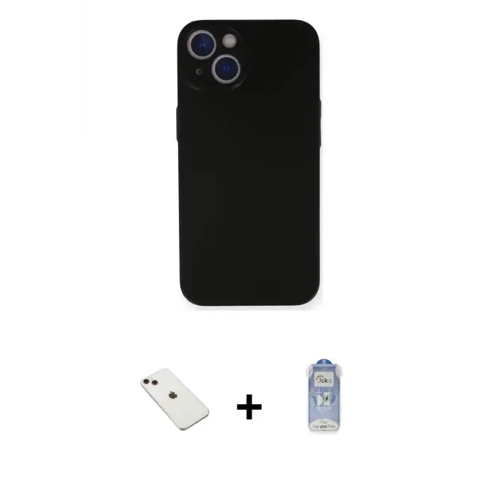 ieg™ iPhone 14 Kılıf Yadigar Yansıma Serisi - Siyah Joko Magic 5D Cam + Diamond Kamera Lens - KI