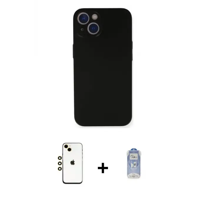 ieg™ iPhone 14 Kılıf Yadigar Yansıma Serisi - Siyah Joko Magic 5D Cam + Shine Kamera Lens - GD