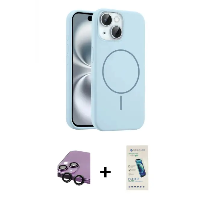 ieg™ iPhone 14 Kılıf Yankı Form Serisi - Şeffaf Pasifik Cam Ekran Koruyucu + Raze Metal Kamera Lens - SH
