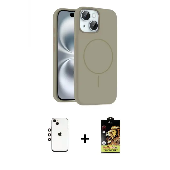 ieg™ iPhone 14 Kılıf Yankı Form Serisi - Siyah Buffer Cam Ekran Koruyucu + Shine Kamera Lens - GI