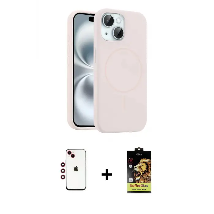 ieg™ iPhone 14 Kılıf Yankı Form Serisi - Siyah Buffer Cam Ekran Koruyucu + Shine Kamera Lens - KI