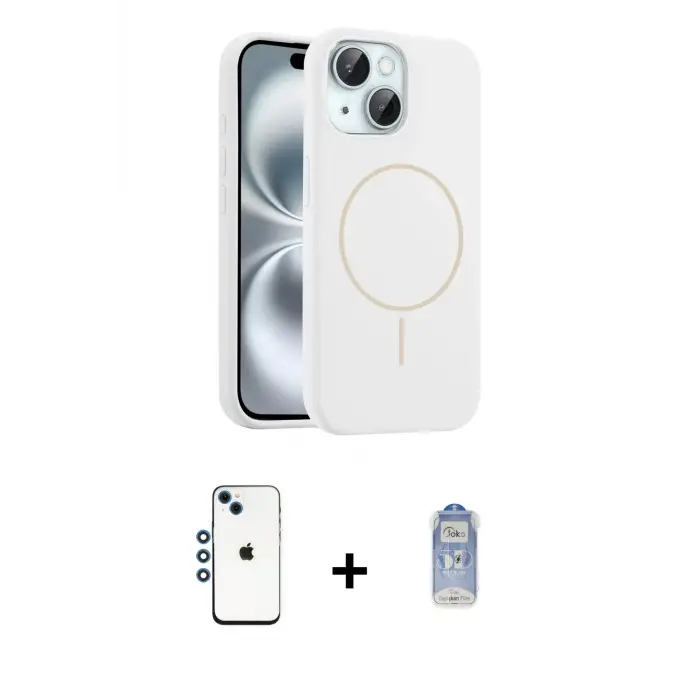 ieg™ iPhone 14 Kılıf Yankı Form Serisi - Siyah Joko Magic 5D Cam + Shine Kamera Lens - MI