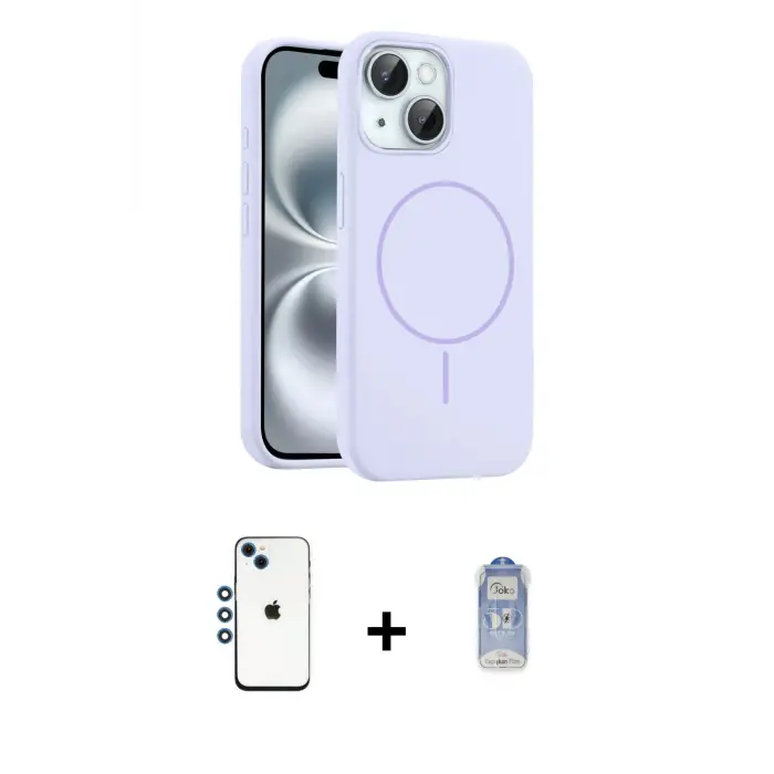 ieg™ iPhone 14 Kılıf Yankı Form Serisi - Siyah Joko Magic 5D Cam + Shine Kamera Lens - MI