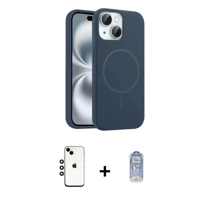 ieg™ iPhone 14 Kılıf Yankı Form Serisi - Siyah Joko Magic 5D Cam + Shine Kamera Lens - YL