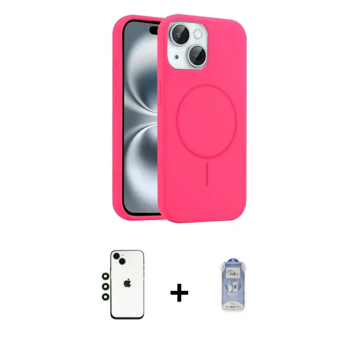 ieg™ iPhone 14 Kılıf Yankı Form Serisi - Siyah Joko Magic 5D Cam + Shine Kamera Lens - YL