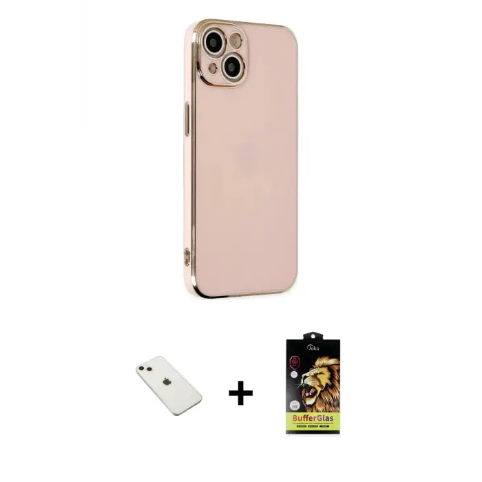 ieg™ iPhone 14 Kılıf Yankı Serisi - Siyah Buffer Cam Ekran Koruyucu + Diamond Kamera Lens - PE