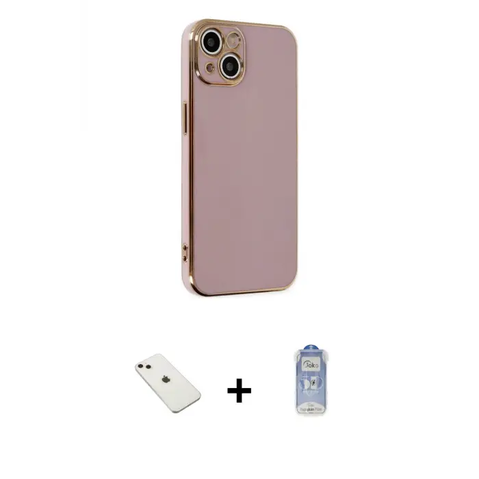 ieg™ iPhone 14 Kılıf Yankı Serisi - Siyah Joko Magic 5D Cam + Diamond Kamera Lens - PE