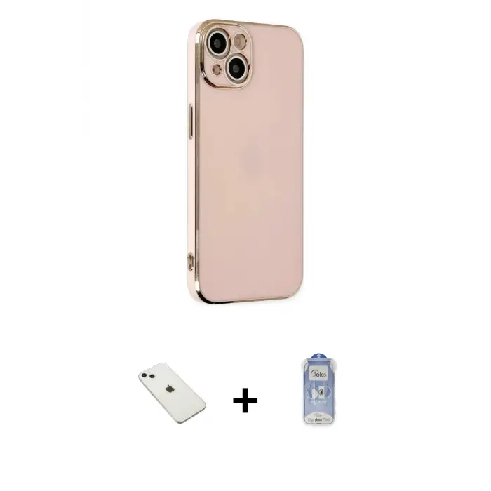 ieg™ iPhone 14 Kılıf Yankı Serisi - Siyah Joko Magic 5D Cam + Diamond Kamera Lens - SABE