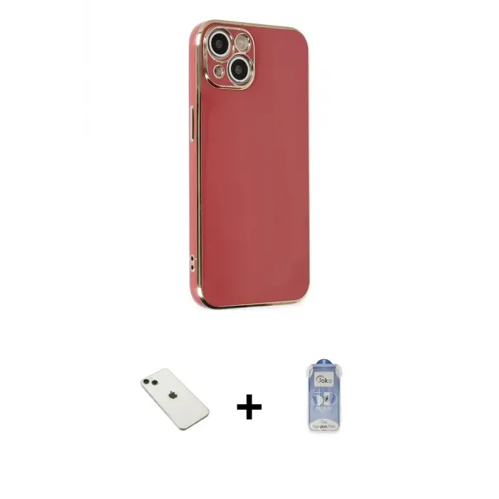 ieg™ iPhone 14 Kılıf Yankı Serisi - Siyah Joko Magic 5D Cam + Diamond Kamera Lens - YL