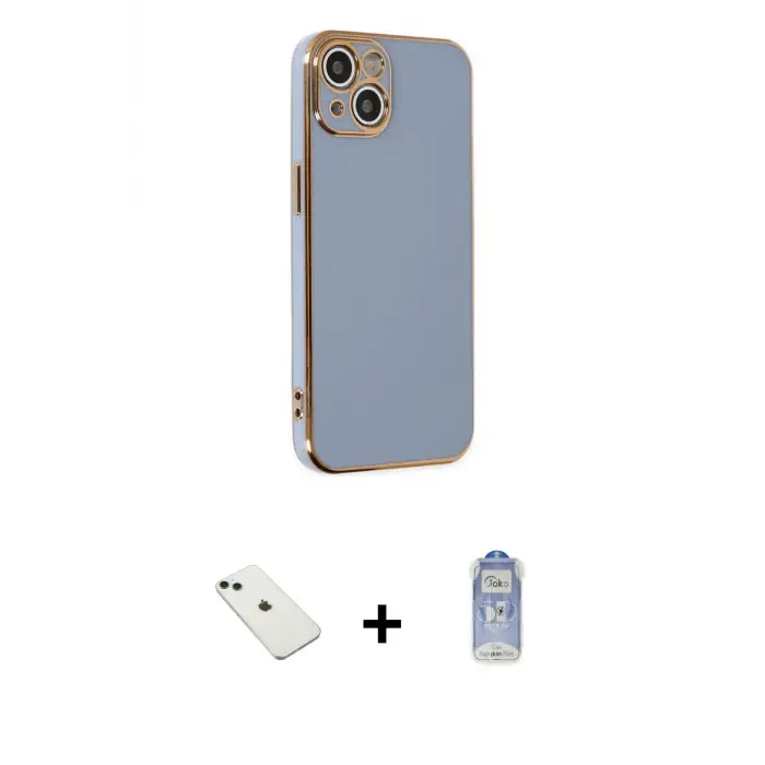 ieg™ iPhone 14 Kılıf Yankı Serisi - Siyah Joko Magic 5D Cam + Diamond Kamera Lens - YL