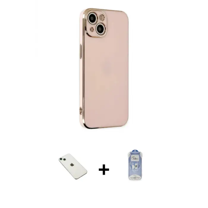 ieg™ iPhone 14 Kılıf Yankı Serisi - Siyah Joko Magic 5D Cam + Diamond Kamera Lens - YL