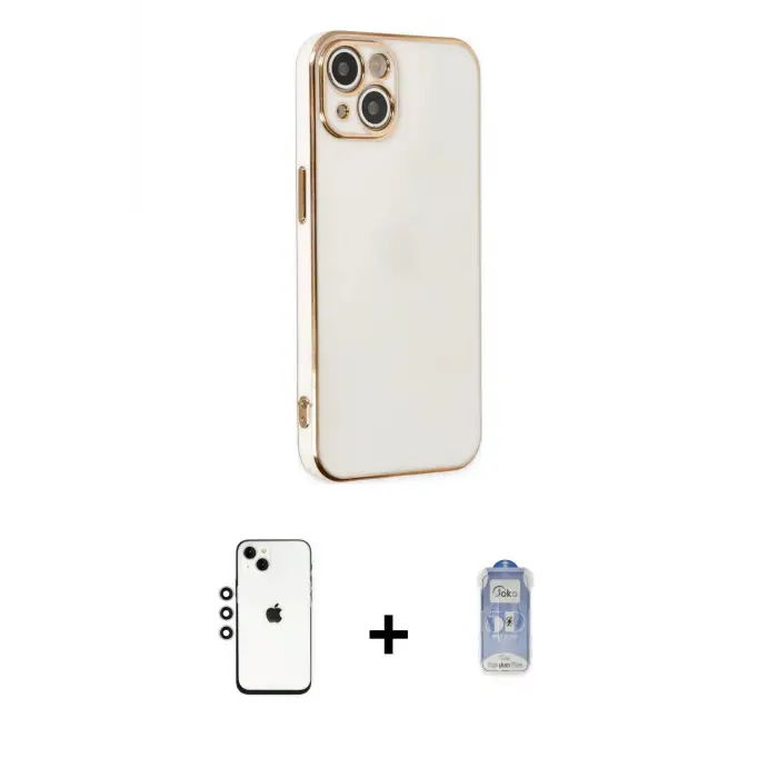 ieg™ iPhone 14 Kılıf Yankı Serisi - Siyah Joko Magic 5D Cam + Shine Kamera Lens - GS