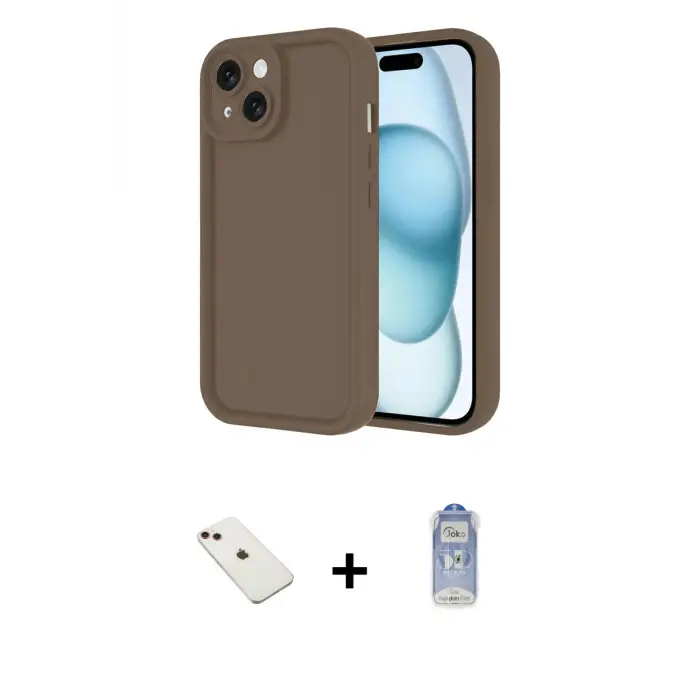 ieg™ iPhone 14 Kılıf Yankı Yansıma Özel Seri - Siyah Joko Magic 5D Cam + Diamond Kamera Lens - KI