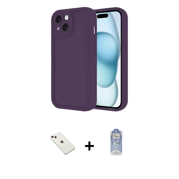 ieg™ iPhone 14 Kılıf Yankı Yansıma Özel Seri - Siyah Joko Magic 5D Cam + Diamond Kamera Lens - KI