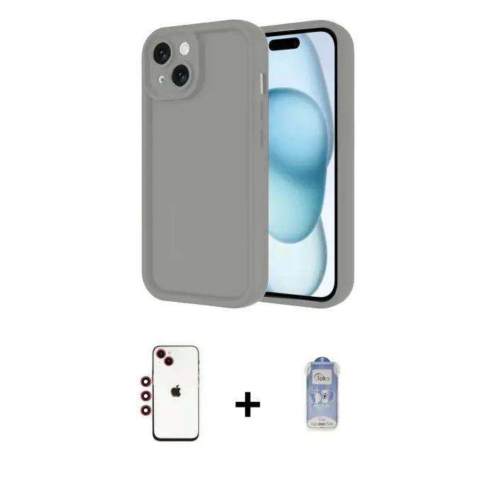 ieg™ iPhone 14 Kılıf Yankı Yansıma Özel Seri - Siyah Joko Magic 5D Cam + Shine Kamera Lens - KI
