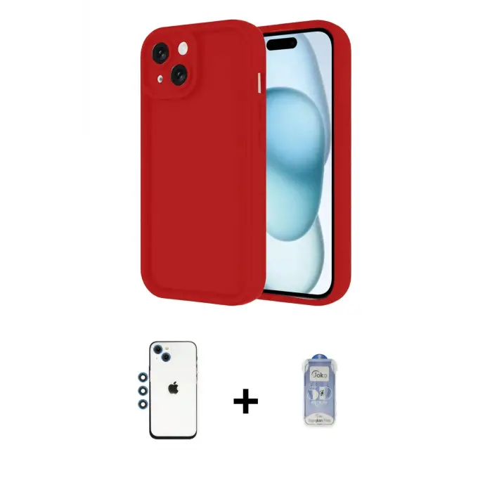 ieg™ iPhone 14 Kılıf Yankı Yansıma Özel Seri - Siyah Joko Magic 5D Cam + Shine Kamera Lens - MI