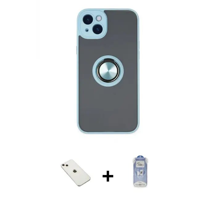 ieg™ iPhone 14 Kılıf Yörünge Çizgi - Siyah Joko Magic 5D Cam + Diamond Kamera Lens - PE
