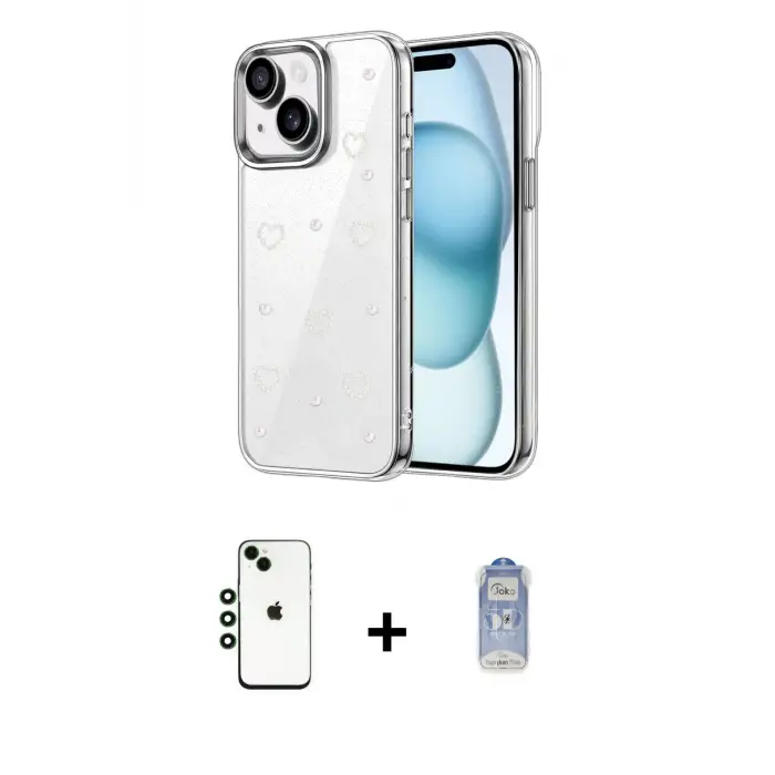 ieg™ iPhone 14 Kılıf Yörünge Form - Siyah Joko Magic 5D Cam + Shine Kamera Lens - YL