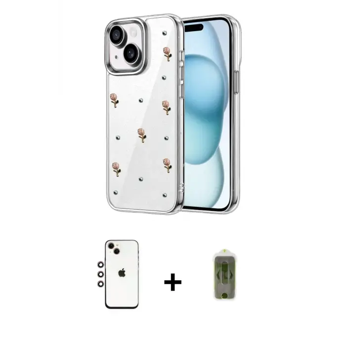 ieg™ iPhone 14 Kılıf Yörünge Form - Siyah Joko Magic 5D Hayalet Cam + Shine Kamera Lens - GI