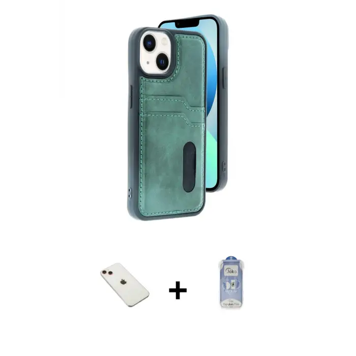 ieg™ iPhone 14 Kılıf Yörünge Işık Serisi - Siyah Joko Magic 5D Cam + Diamond Kamera Lens - KI