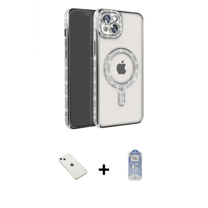 ieg™ iPhone 14 Kılıf Zirve Doku Prime - Siyah Joko Magic 5D Cam + Diamond Kamera Lens - PE