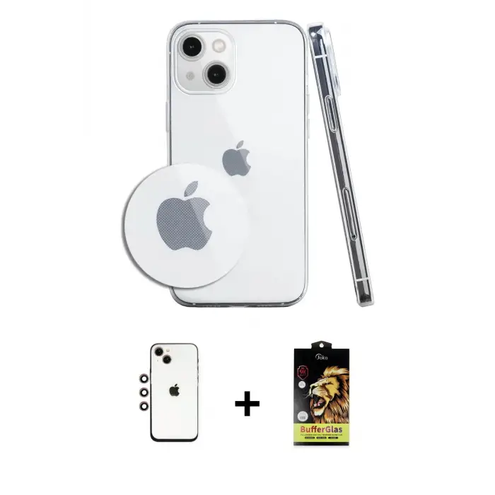 ieg™ iPhone 14 Kılıf Zirve Doku - Siyah Buffer Cam Ekran Koruyucu + Shine Kamera Lens - GI