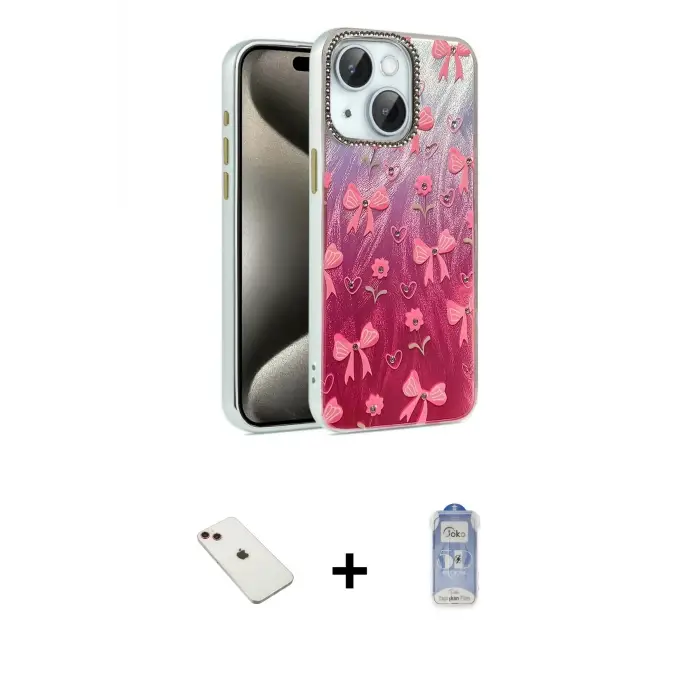 ieg™ iPhone 14 Kılıf Zirve Modern Prime - Siyah Joko Magic 5D Cam + Diamond Kamera Lens - KI