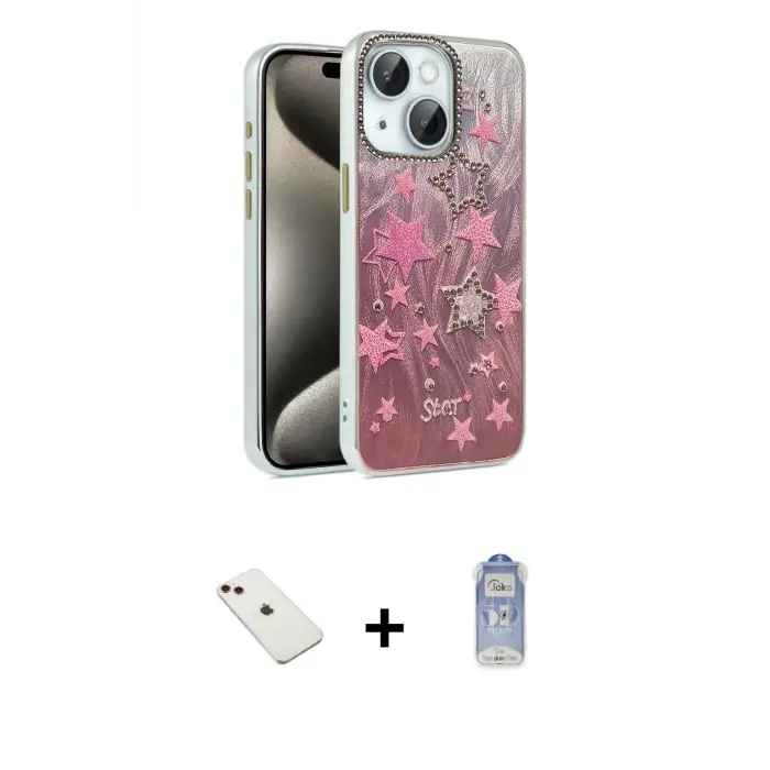 ieg™ iPhone 14 Kılıf Zirve Modern Prime - Siyah Joko Magic 5D Cam + Diamond Kamera Lens - KI