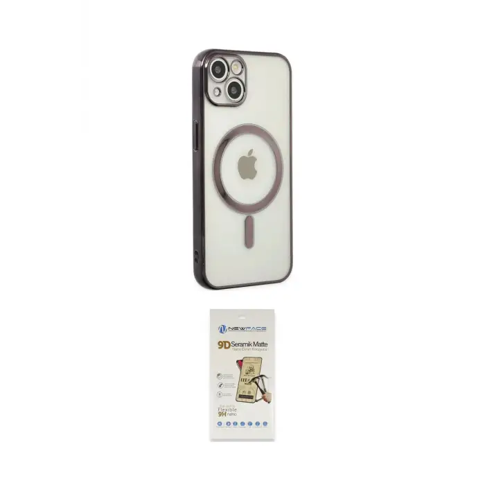 ieg™ iPhone 14 Plus Kılıf Doruk Minimal - Siyah Mat Seramik Nano Ekran Koruyucu