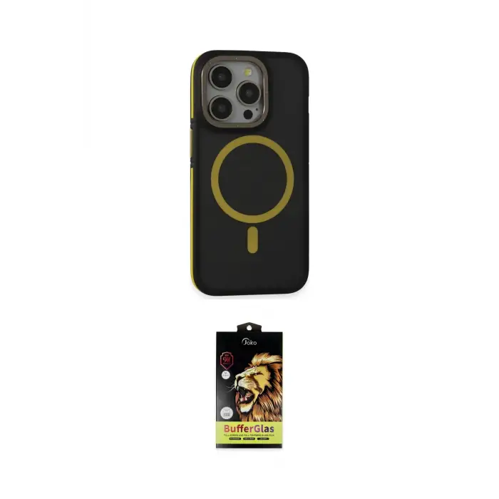 ieg™ iPhone 14 Pro Kılıf Ahenk Form Serisi - Siyah Buffer Cam Ekran Koruyucu